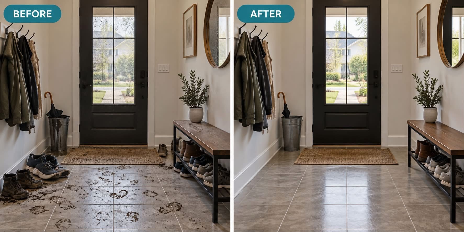 Entryway cleaning result