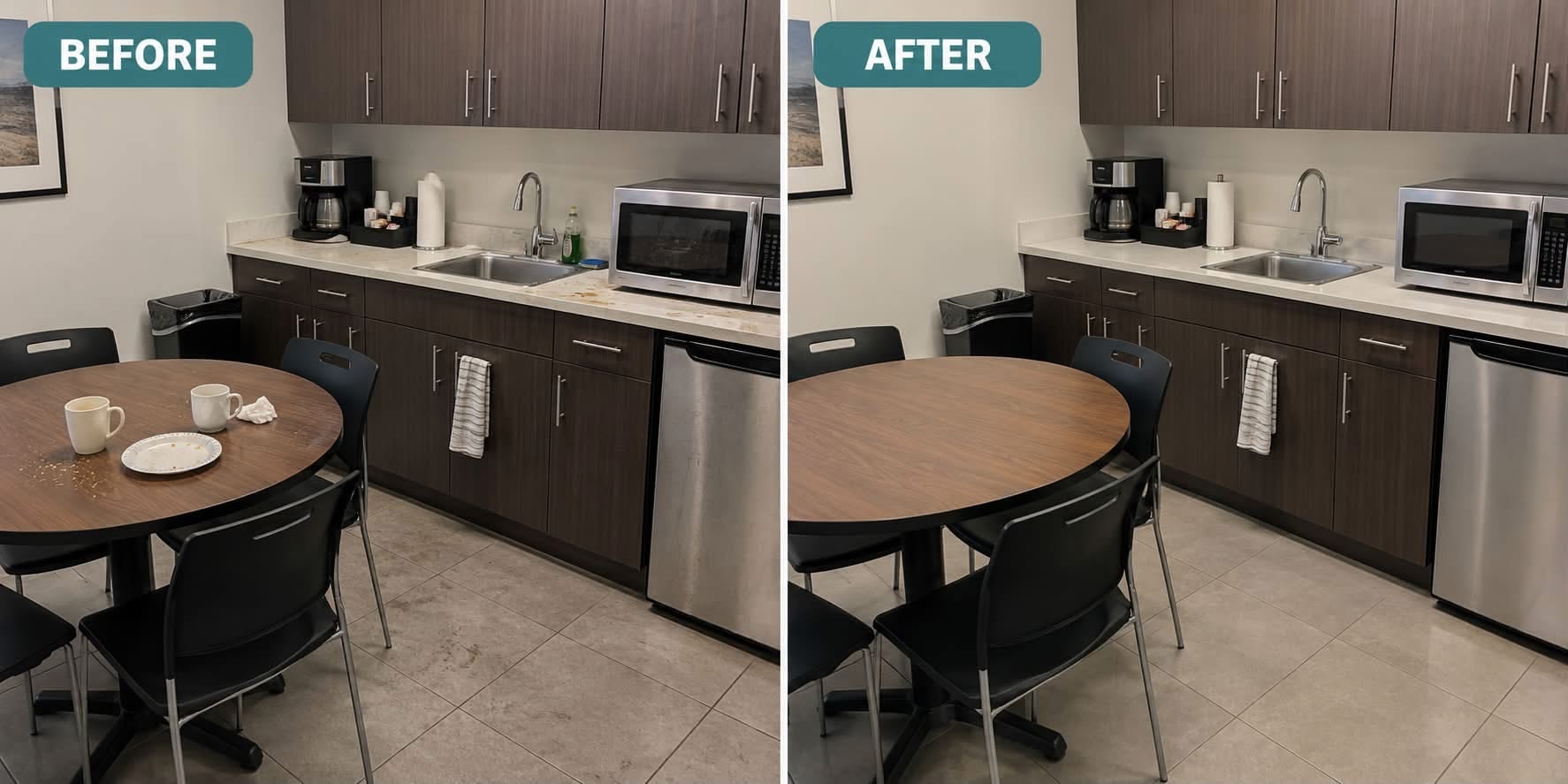 Office kitchen cleaning result